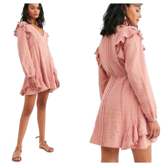 Free People Dresses & Skirts - Free People Isabella mini dress boho pink size 10
